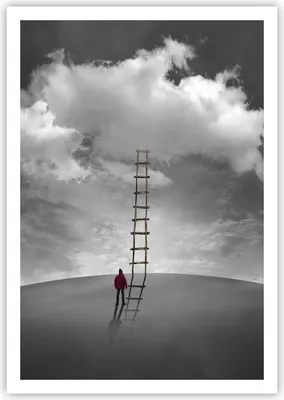 Produktbild von Poster - Poster ohne Rahmen - Symbol Leiter Himmel - 70x100 cm - Wand Bild - Wanddeko - Wandbilder - Kunstposter - Wandposter - Bilder - Kunstdruck - Wanddekoration - Wandbild - P2XPA70x100-4900
