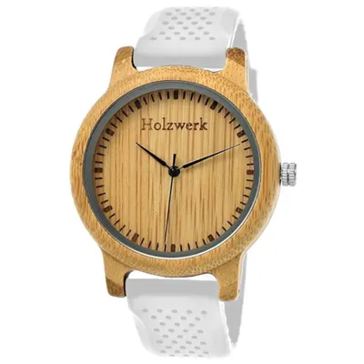 Produktbild von Holzwerk CELLE Damen und Herren Holz & Silikon Armband Uhr, Weiß, Beige