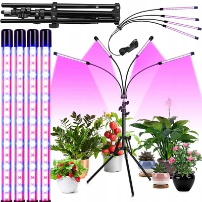 Produktbild von Heckermann 78LED LED-Pflanzenleuchte mit 4 Leuchtenköpfen + Stativ