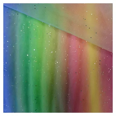 Produktbild von Soft-Tüll Regenbogen mit Glitzer Kostümstoff Feintüll Meterware ab 1x1,5 m