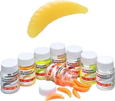 Produktbild von 10x MIKADO 42mm Käse Gelb künstliche Bienenmaden Maden Forellenköder in Dose