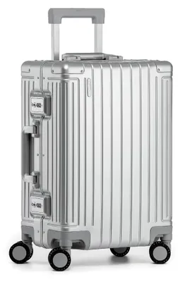 Produktbild von Geneva 100% Aluminium Handgepäck Koffer, 55cm Handgepäck Hartschalen Trolley, Cabin Reisekoffer, Rollkoffer Spinner Carry-on mit 4 Rollen und doppelte TSA Schloss 35L