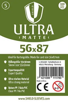 Produktbild von Shield Ultra Matte 5 - 100 Super Sleeves für Kartengröße 56 x 87 mm