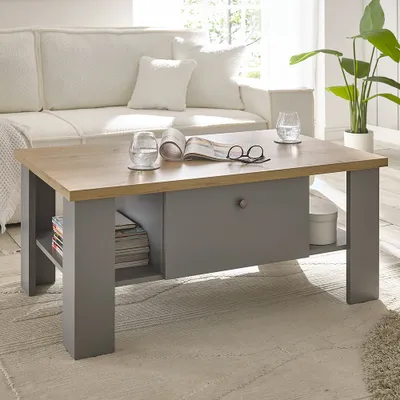 Produktbild von Wohnzimmer Couchtisch in grau mit Artisan Eiche Nb. CHATHAM-61, B/H/T ca. 107/46/67 cm
