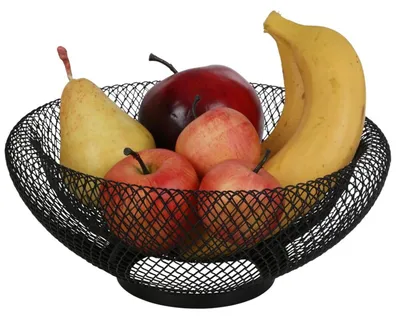 Produktbild von Metall Obstkorb schwarz 25x10cm Obstschale Dekoschale Metallkorb Metallschale Früchteschüssel Aufbewahrungskorb