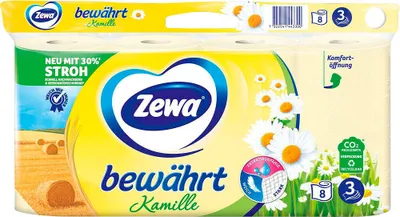 Produktbild von Zewa Toilettenpapier bewährt Kamille 3-lagig 8 Rollen