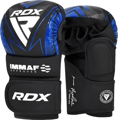 A pair of MMA grappling gloves.