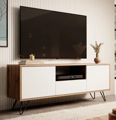 Produktbild von TV-SCHRANK LOVAGE Loft Lowboard TV Board (Eiche Wotan + Weiss)