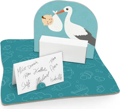 Produktbild von itenga Geldgeschenkverpackung "Storch mit Baby" mintgrün pastell (Motiv 66)