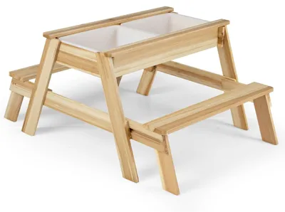 Image de Table de jeu 4-en-1 pour enfants avec rangement et couvercle amovible