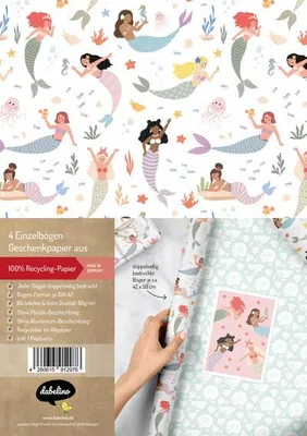 Produktbild von Geschenkpapier-Set für Kinder: Meerjungfrau/ Muscheln
