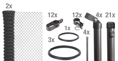 Immagine prodotto di Alberts 634933 Recinzione in rete metallica come set completo di recinzione, per la posa nel calcestruzzo, antracite metallizzato, altezza 150 cm, lunghezza 50 m
