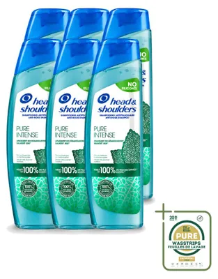 Immagine prodotto di 6 flaconi di shampoo anti-forfora Head & Shoulders Pure Intense, con menta, da 250 ml - confezione risparmio - 6 pezzi