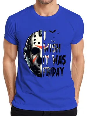 Imagen del producto de Camiseta azul vintage para hombre, con diseño de máscara de hockey de Jason, estilo terrorífico y slasher, ideal para Halloween. Talla 3XL