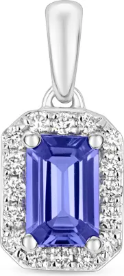 Produktbild von 9 Karat (375) Weißgold Damen - Diamant Anhänger Brillant-Schliff 0.10 Karat HI - I1 mit Tansanit - 15mm*7mm; TRS3546