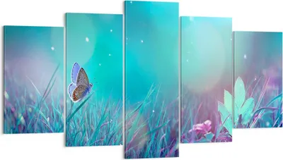 Produktbild von Bild auf Leinwand - Leinwandbild - Schmetterling Wiese Blume - 160x85cm - Wand Bild - Wanddeko - Leinwanddruck - Bilder - Kunstdruck - Wanddekoration - Leinwand bilder - Wandkunst - EA160x85-4077