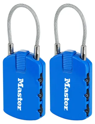 Produktbild von Master Lock 4684EURTCOL 2-er Pack Zahlenschloss mit Adressen-Etikett, Zufällige Farbe, 6,5 x 3 x 1,1 cm