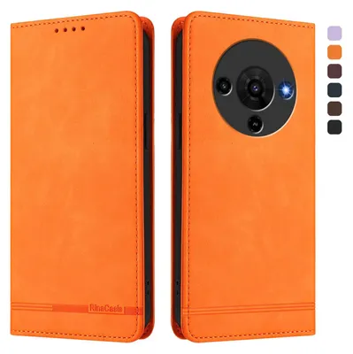 Produktbild von Hülle für ZTE Blade A76 5G, Retro Kunstleder Ständer Klapphülle mit Kartenfächer und Magnetische Orange