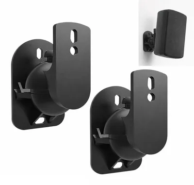 Produktbild von Lautsprecherhalterung Wand, schwenkbare und neigbare Wandhalterung für Surround Lautsprecher, 180° drehbar, 20° neigbar, 2 Stück, bis 3,5 kg belastbar, Schwarz