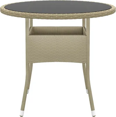 Produktbild von vidaXL Gartentisch Ø80x75 cm Hartglas und Poly Rattan Beige