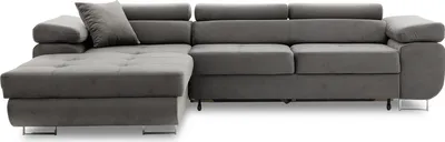 Produktbild von Ecksofa Rigatto VI PRO mit verstellbaren Kopfstützen! Modernes Ecksofa mit Schlaffunktion und Bettkasten. HELLGRAU, Seite LINKS
