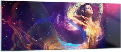Produktbild von Bilder auf glas - Schönheit Disco Mode Make-up - 140x50cm - Glasbilder - Wandbilder - Kunstdruck - zum Aufhängen bereit - Wanddekoration aus Glas - Glas Bilder - Wandbild auf Glas - GAB140x50-2143