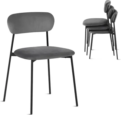 Produktbild von EUGAD Esszimmerstühle, Schminktisch Stuhl, für Esszimmer Küche Wohnzimmer, Metallbeine, Samt Sitz, Dunkelgrau