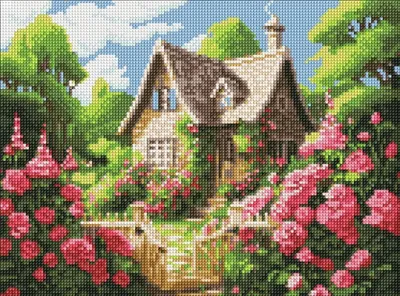 Obrázok produktu pre Diamantová mozaika – Útulný domček 30 x 40 cm – Ideyka