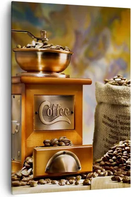 Produktbild von Bild auf Leinwand - Leinwandbild - Einteilig - Kaffee Körner Mühle Tasse - 70x100cm - Wand Bild - Wanddeko - Wandbilder - Leinwanddruck - Wanddekoration - Leinwand bilder - Wandbild - PA70x100-2592