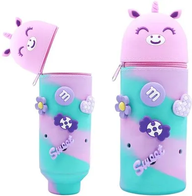 Produktbild von Weiches Mädchen- und Jungeinstecktaschen aus Silikon, 2-fach, für Schüler (Einhorn)