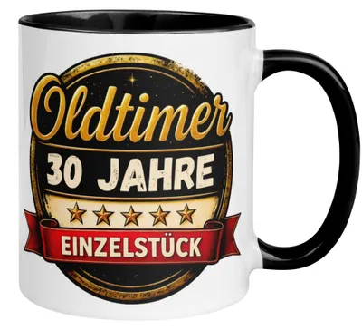 Produktbild von Tasse 30. Geburtstag Mann Frau – „Oldtimer – 30 Jahre – Einzelstück“ – Geschenk zum Geburtstag Männer Frauen