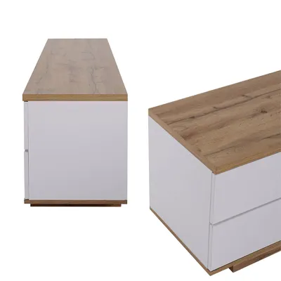 Produktbild von Lowboard moderner TV-Schrank in weißer Ausführung (für Wohnzimmer Schlafzimmer), TV-Board Fernsehschrank Kommode für Fernseher 180 x 38 x 46