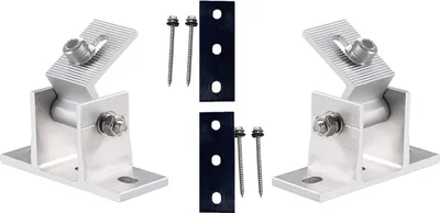 Produktbild von TRANGO 2er Set ST-0027 Vario verstellbare Aluminium Solarmodul Halterung für Flachdach, Wand, Boden, Boot, Wohnmobil stufenlos einstellbar Neigungswinkel 10-60° Klemme zur Montage von PV-Photovoltaik