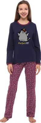 Produktbild von Merry Style Mädchen Jugend Schlafanzug MS10-192 (Marineblau/Sterne, 158)