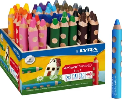 Produktbild von Lyra Groove Triple 1 Farbstift 48 Stifte in 12 Farben sort. im Holzaufsteller