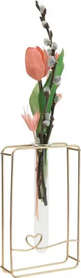 Produktbild von Reagenzglashalter Metall Gold Herz Hochzeit Deko 17,5cm Vase