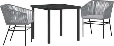 Produktbild von vidaXL Garten Essgruppe 3 stk. Grau Pulverbeschichteter Stahl