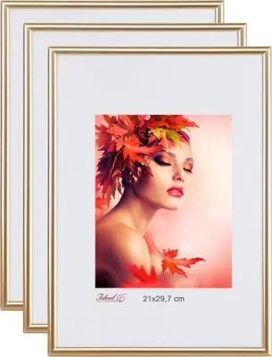 Produktbild von 2er 3er 5er Pack Bilderrahmen Kunststoff Lifestyle Foto Rahmen Collage KYOTO - Farbe: 3er Pack Gold | Format: 30x40