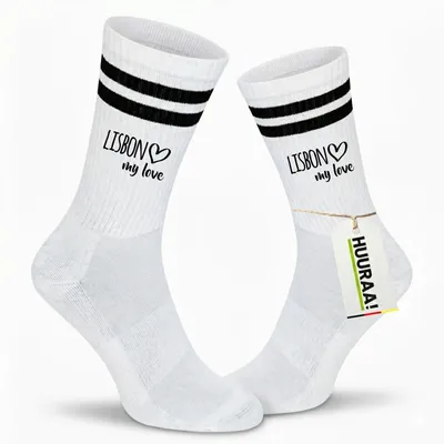 Produktbild von Huuraa Uni Socken Lisbon my love 42/46 Black Baumwolle Tennissocken Geschenkidee