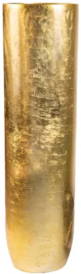 Produktbild von VIVANNO Pflanzkübel Fiberglas SOLERIO Rund, Blattgold Blattoptik hochglanz - 33x120 cm