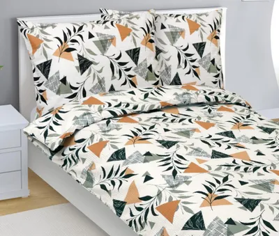Obrázek produktu pro Krepové povlečení - 140x220 cm, 70x90 - béžová,oranžová