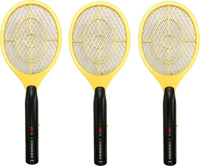 Produktbild von 3er Set Elektrische Fliegenklatsche 46cm | Fliegenfänger Insektenvernichter Mückenklatsche | Elektronische Insektenfalle Insektenschutz