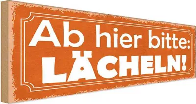 Produktbild von vianmo Holzschild 10x27 cm Ab hier bitte lächeln Dekoration