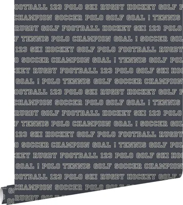 Zdjęcie produktu dla ESTAhome Tapeta teksty sportowe szaro-niebieskim - 115624 - 53 cm x 10,05 m