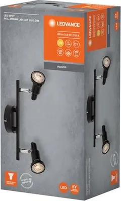 Produktbild von LEDVANCE LED SPOT GU10 2 x 3,4W, 460lm, schwarz, 2.700K Farbtemperatur, warmweiße Lichtfarbe, zeitloses Design, austauschbare LED-Lampe, ideal für Innenräume, CRI 90, verstellbare Köpfe