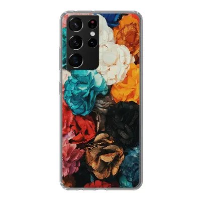 Produktbild von MuchoWow® Handyhülle Schutzhülle Hülle für Samsung Galaxy S21 Ultra Wand - Rosen - Abstrakt Silikon Softcase Handy Hülle - Mobiltelefon