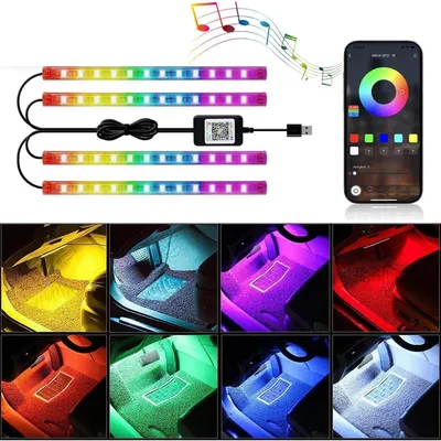 Immagine prodotto di Illuminazione interna per auto a LED RGBIC, con controllo tramite app, oltre 200 modalità di colore, alimentazione a 5V USB
