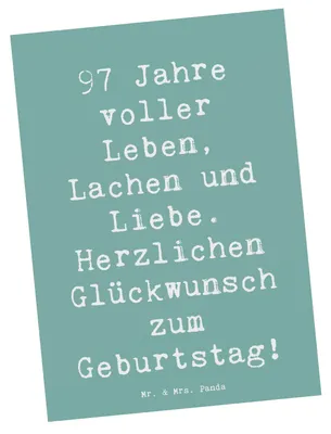 Produktbild von Mr. & Mrs. Panda Postkarte Spruch 97. Geburtstag - Meeresbrise - Geschenk, Grußkarte, Ansichtskarten, Happy Birthday, besondere Momente, Freude, Fotokarte, Lebensreise