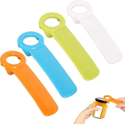 Produktbild von 4 Stück Deckelöffner Glasöffner Schraubdeckelöffner Deckelöffner für Schraubgläser Manuell Flaschenöffner für Senioren Menschen Kinder Frauen Schwache Hände