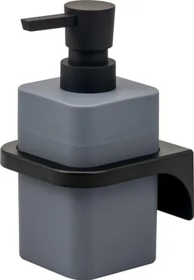 Image de Distributeur de savon liquide carré bremermann SAVONA avectactile douce, support mural inclus, en plastique gris